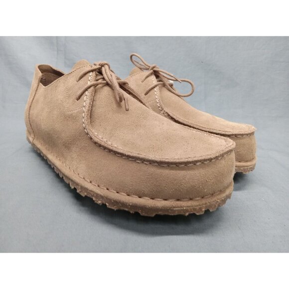 Birkenstock Mens Utti Lace Gray Taupe Suede Moccasin Size 12 REGULAR-NEW NO BOX!